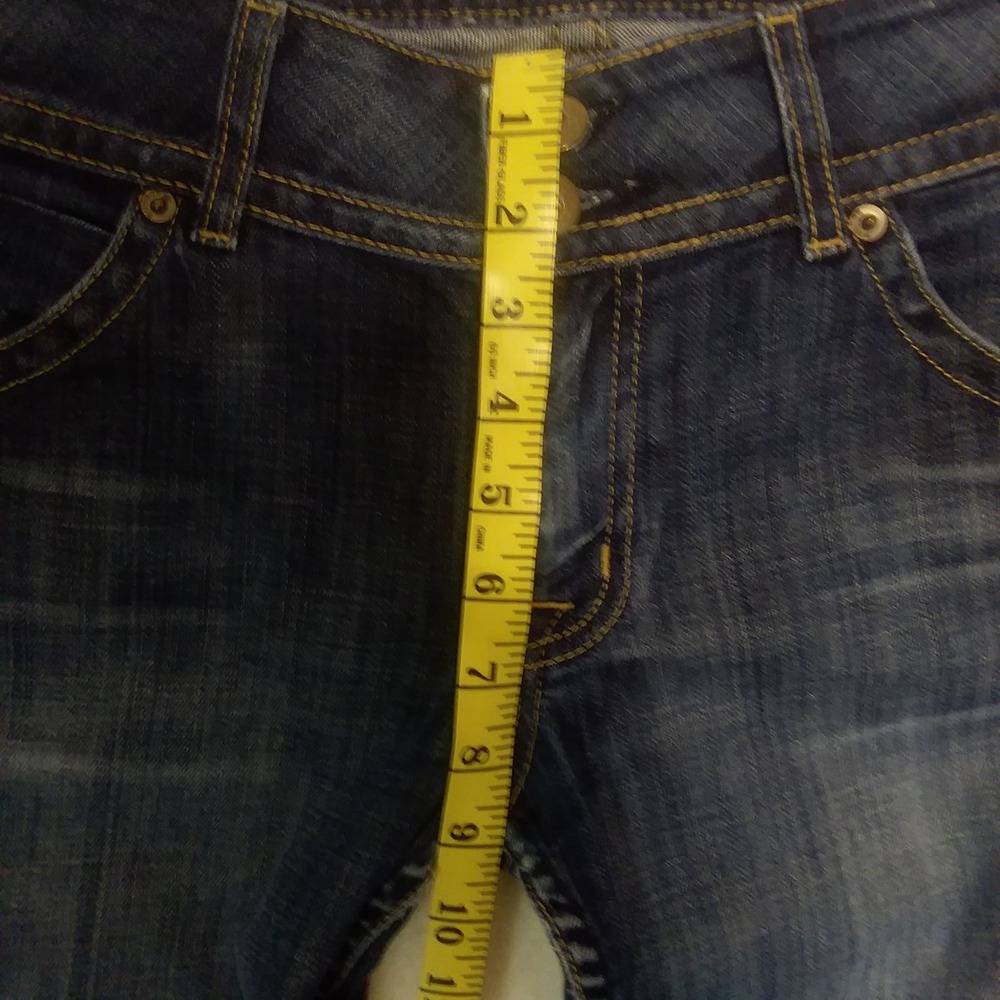 Hudson Jeans Low Rise Bootcut Triangle Flap Pocket Dark Blue Wash Size31 USA Y2K - Picture 12 of 15